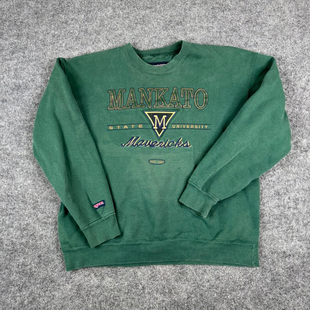 Jansport Sweatshirt Mens XL Green Mankato State University Mavericks Vintage
